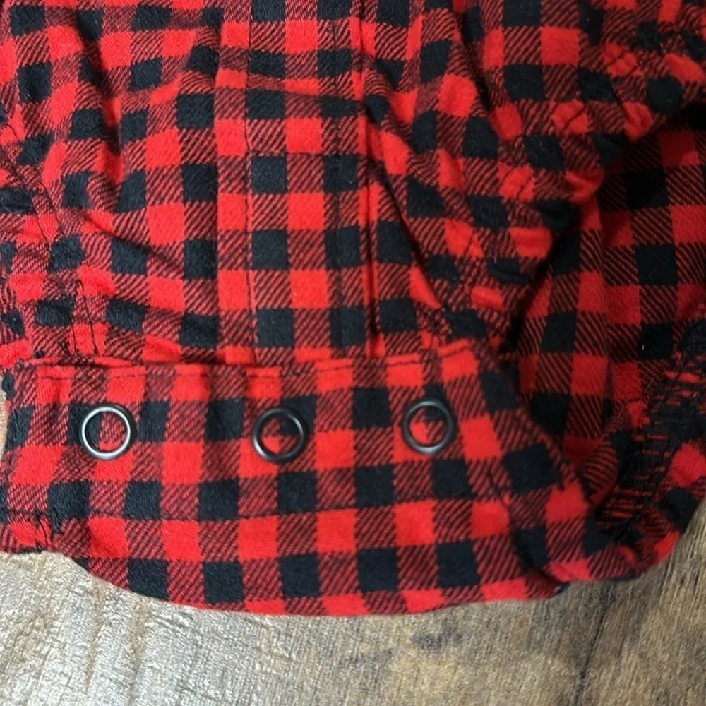 CARTER’S Buffalo Plaid Flannel L/S Onesie Button Down Shirt, Size 3 M